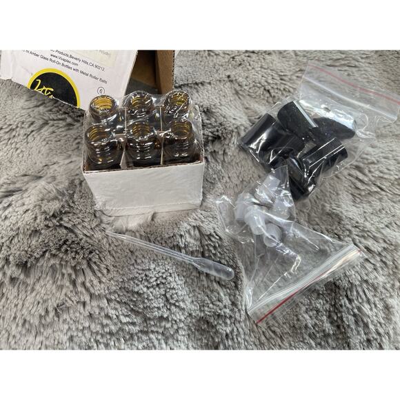 6 Vivaplex 10 ML Round Amber Glass Jars with Inner Liners and Black Lids Dropper - Picture 4 of 8